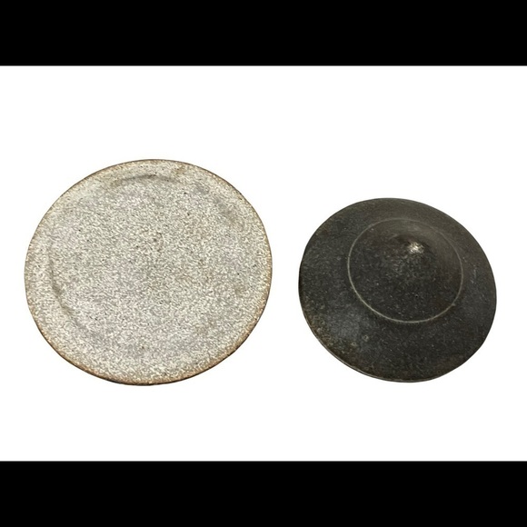 STONEWARE trinket box w/cone shaped matching lid green/gray color. - Picture 9 of 9